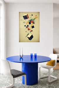 Celestial Triangle Balance metal wall art displayed in a contemporary living space