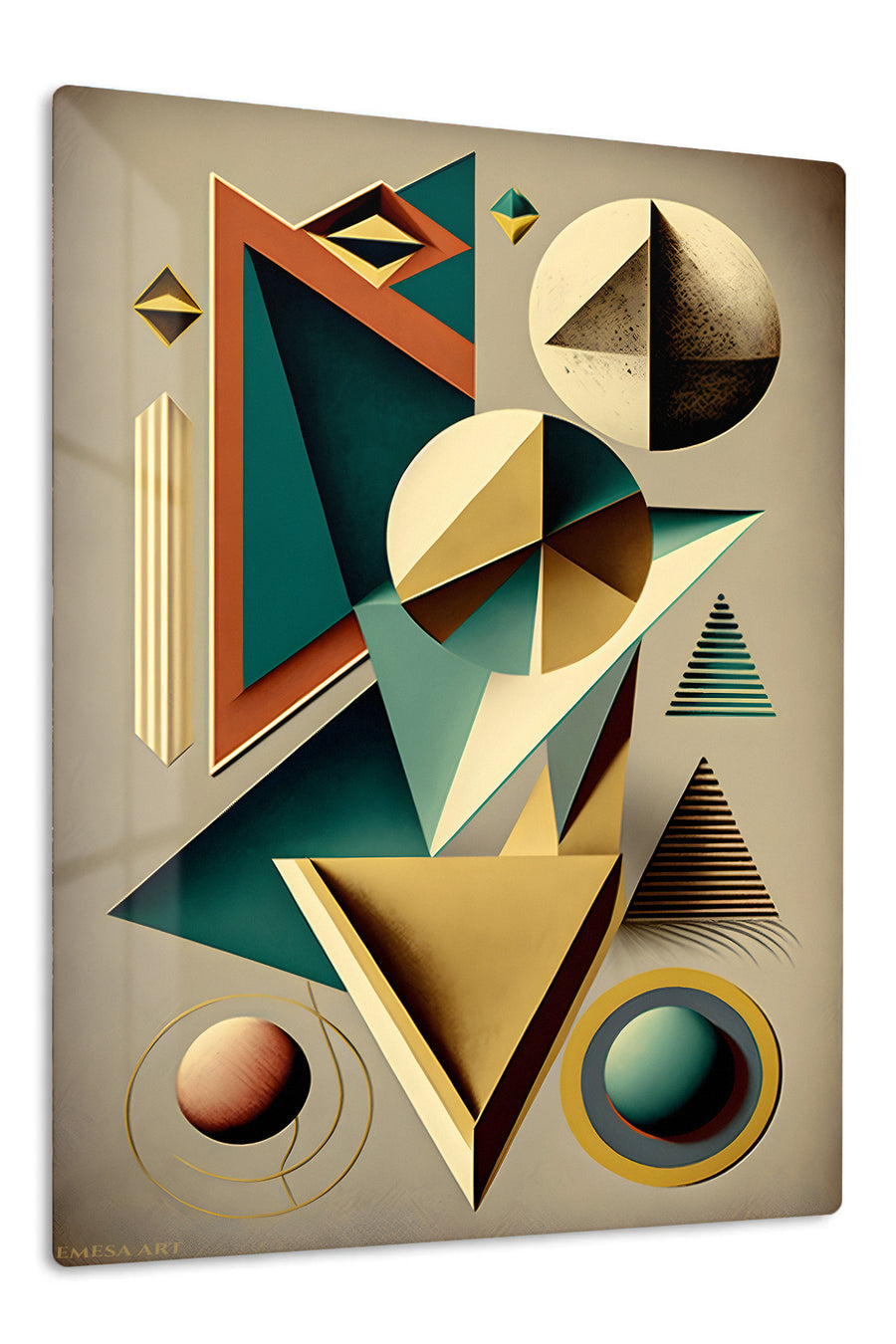 Emerald Orbit premium metal wall art – front view