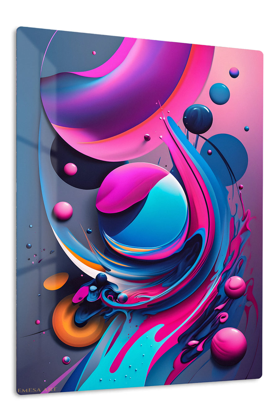 Neon Prism Triangle premium metal wall art – front view