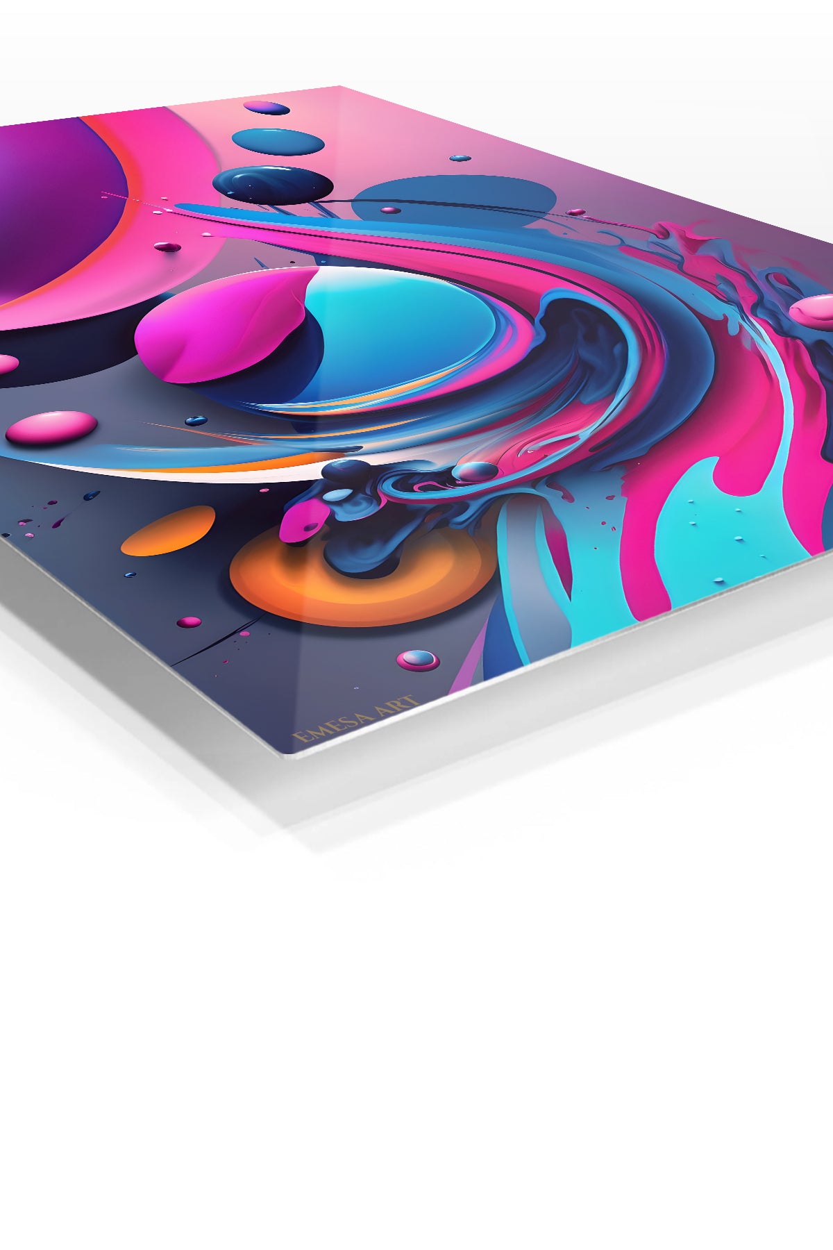 Neon Prism Triangle premium metal wall art – angled view