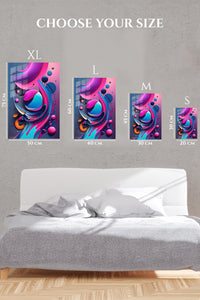 EMESA metal wall art size comparison guide for Neon Prism Triangle