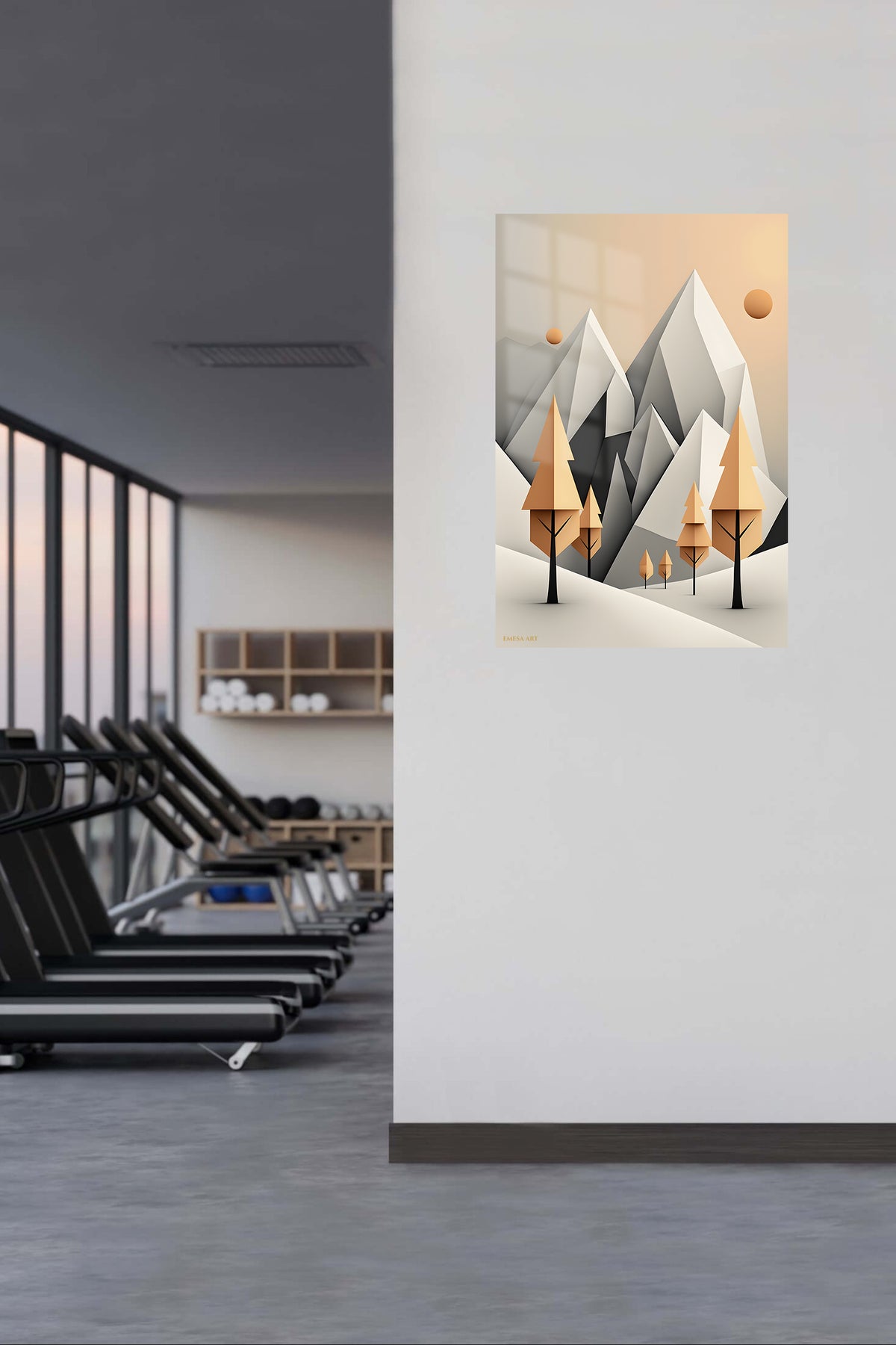 Sunlit Botanical Orbit metal wall art displayed in a contemporary living space