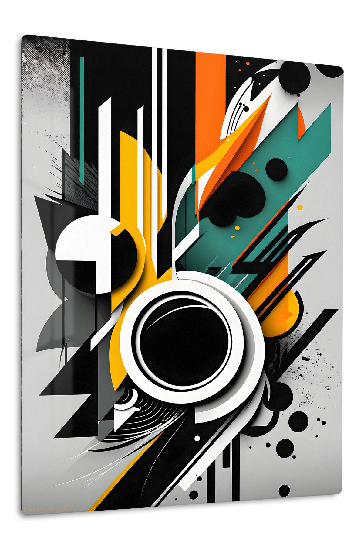 Obsidian and Ivory Brushwork premium metal wall art – front view