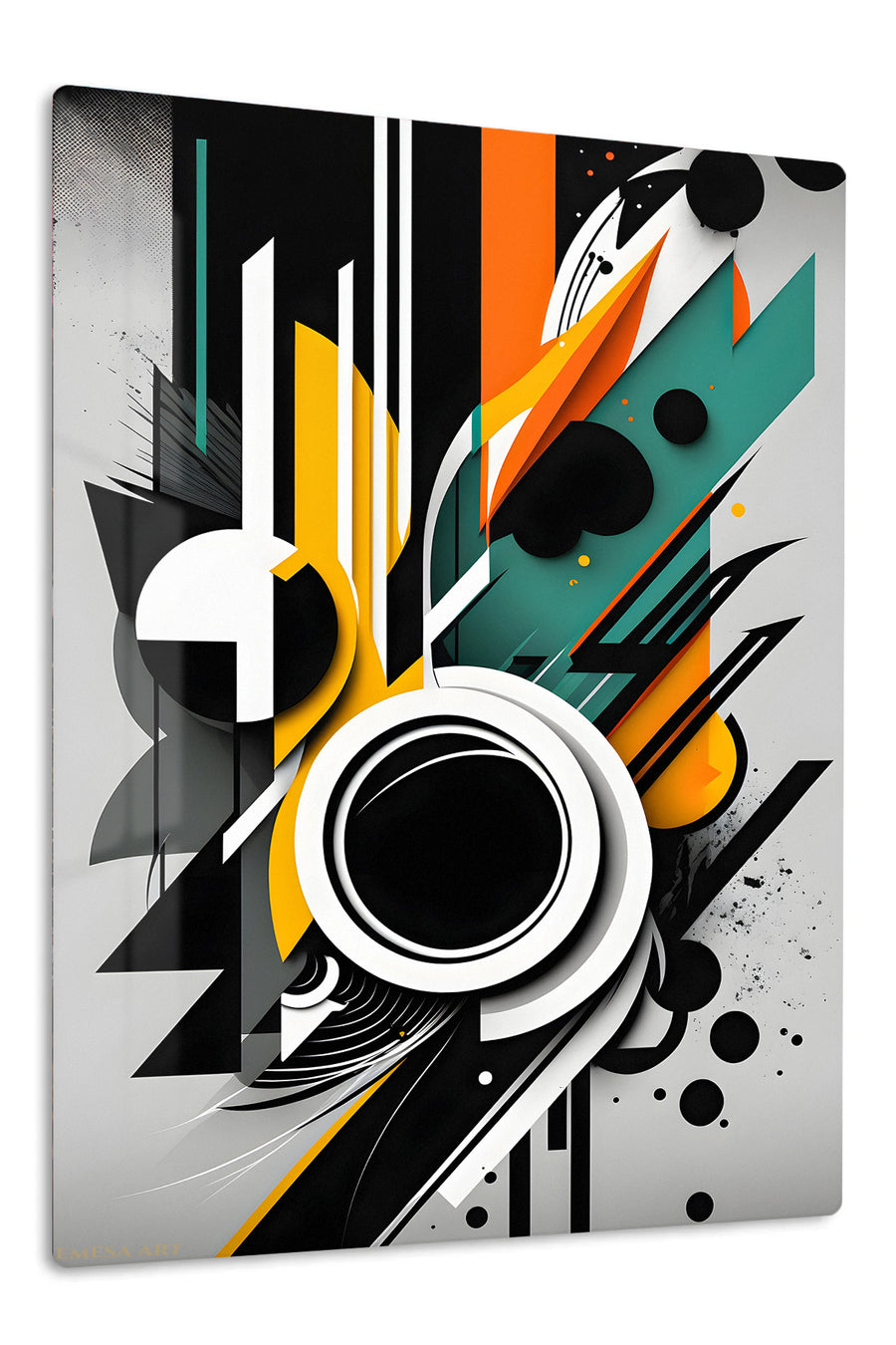 Obsidian and Ivory Brushwork premium metal wall art – front view