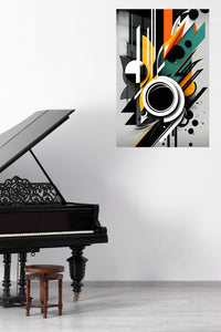 Obsidian and Ivory Brushwork metal wall art displayed in a contemporary living space