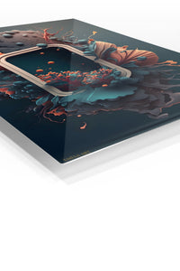 Golden Currents on Magenta premium metal wall art – angled view