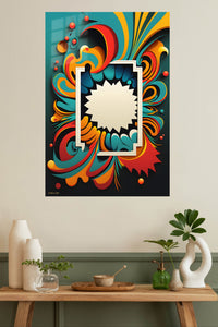 Orbiting Currents metal wall art displayed in a modern interior