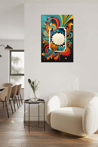 Orbiting Currents metal wall art displayed in a contemporary living space