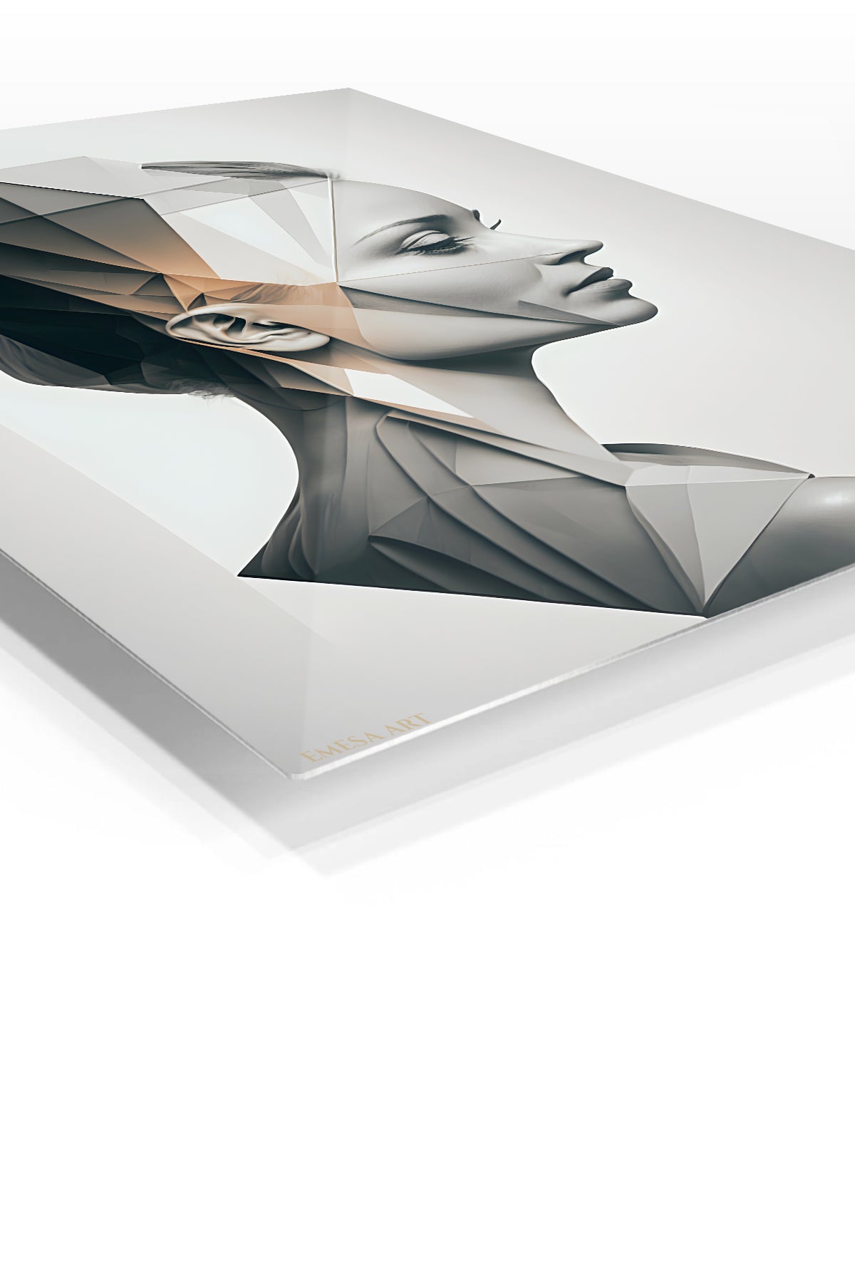 Golden Orbital Spiral premium metal wall art – angled view