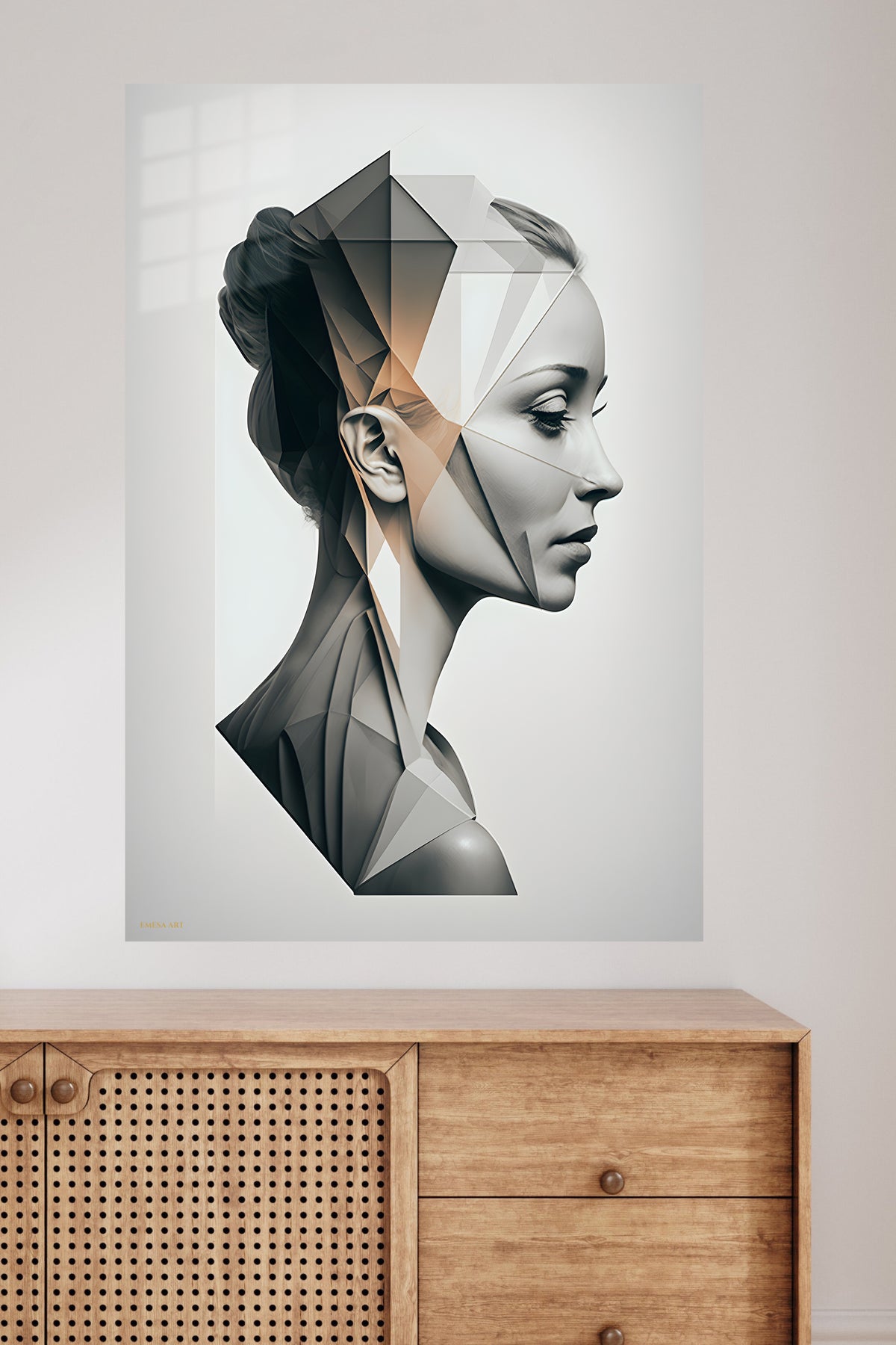 Golden Orbital Spiral metal wall art displayed in a modern interior