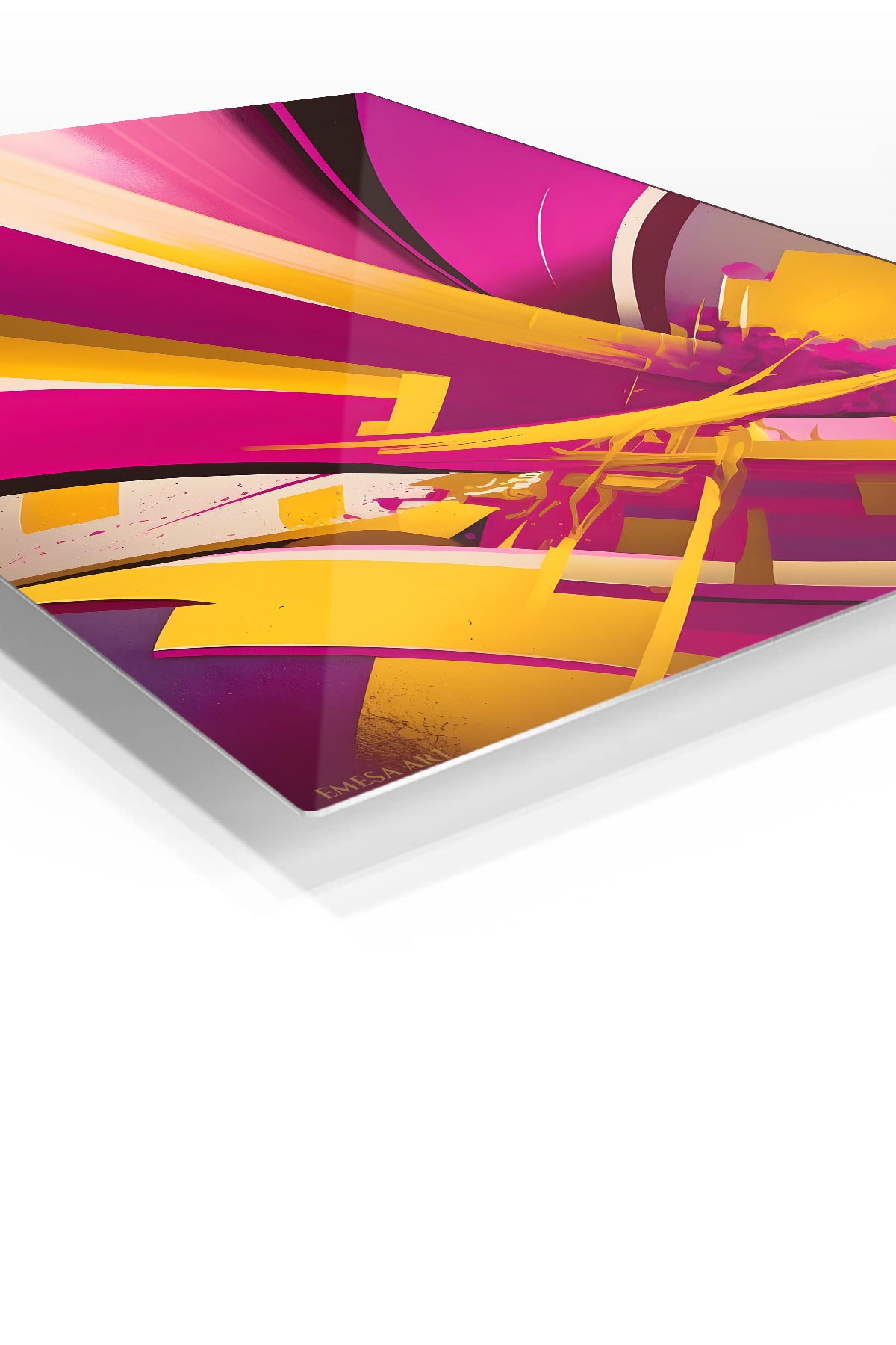 Golden Axis Abstract premium metal wall art – angled view