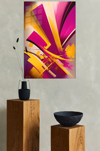 Golden Axis Abstract metal wall art displayed in a modern interior