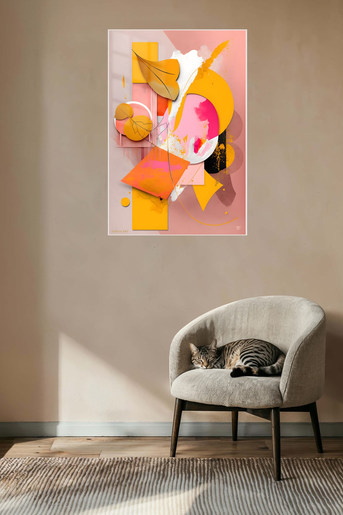 Orbital Rhythm metal wall art displayed in a contemporary living space