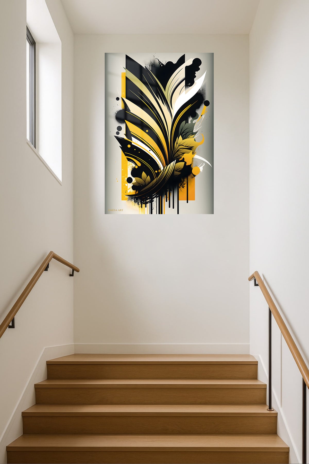 Prismatic Mountain Ascent metal wall art displayed in a contemporary living space