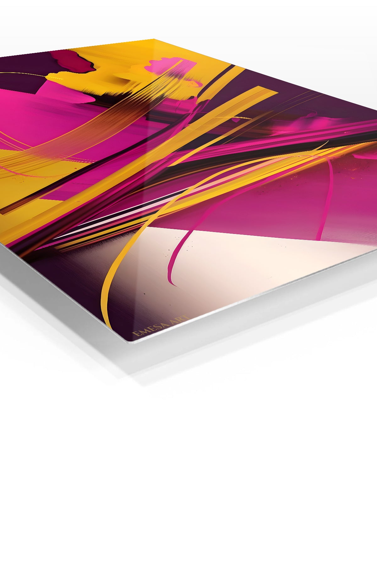Ember and Tide premium metal wall art – angled view