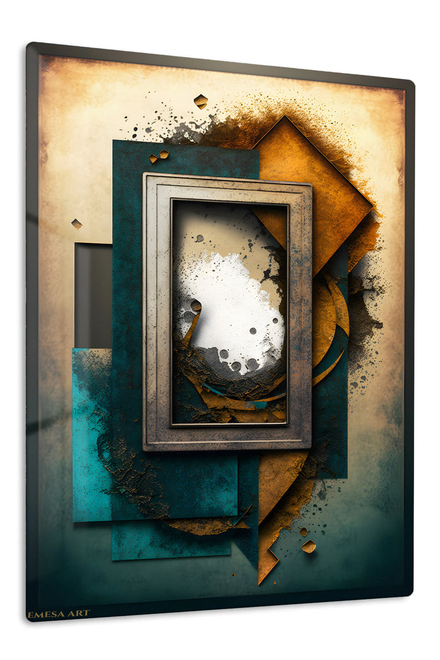 Chromatic Ribbon Currents premium metal wall art – front view