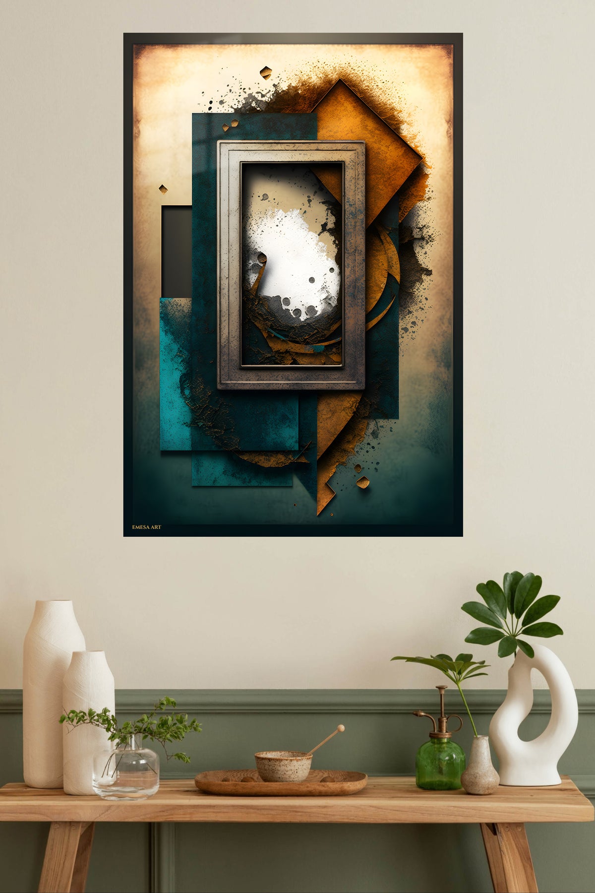 Chromatic Ribbon Currents metal wall art displayed in a modern interior