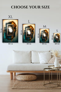 EMESA metal wall art size comparison guide for Chromatic Ribbon Currents