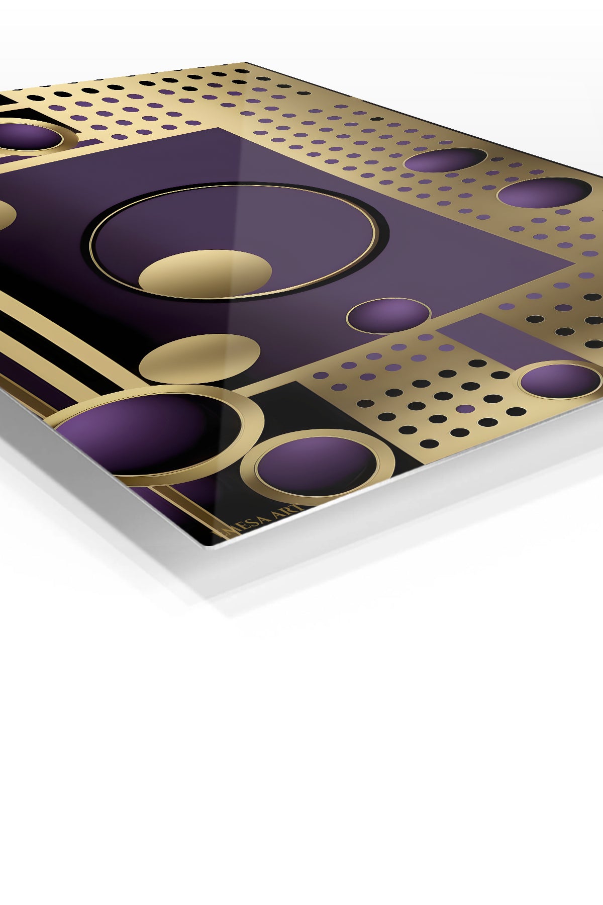 Prismatic Burst premium metal wall art – angled view