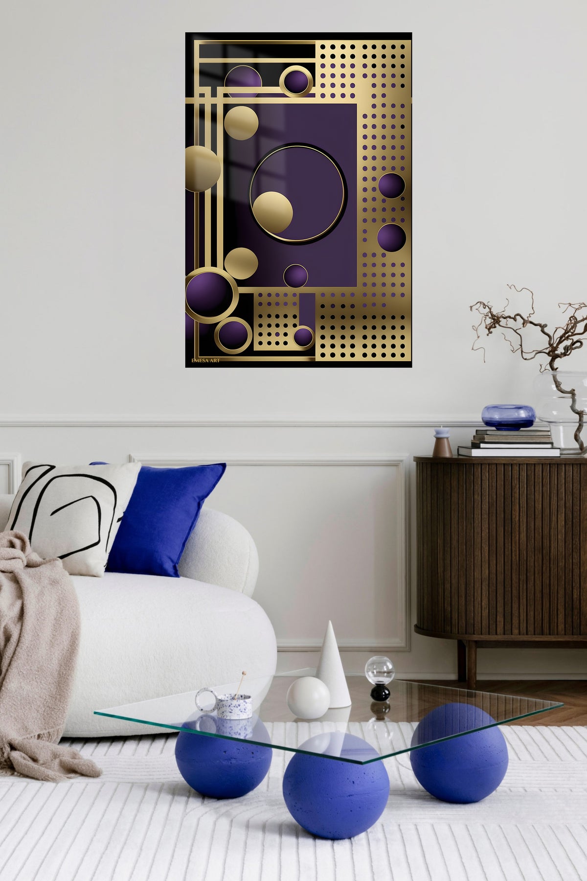 Prismatic Burst metal wall art displayed in a contemporary living space
