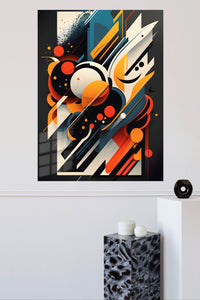Retro Color Block Grid metal wall art displayed in a modern interior
