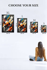 EMESA metal wall art size comparison guide for Retro Color Block Grid
