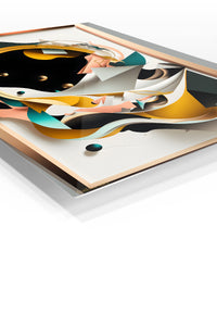 Teal and Gold Impact premium metal wall art – angled view