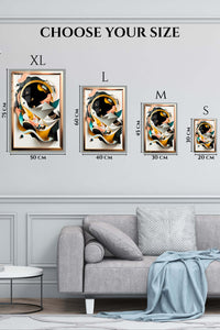 EMESA metal wall art size comparison guide for Teal and Gold Impact