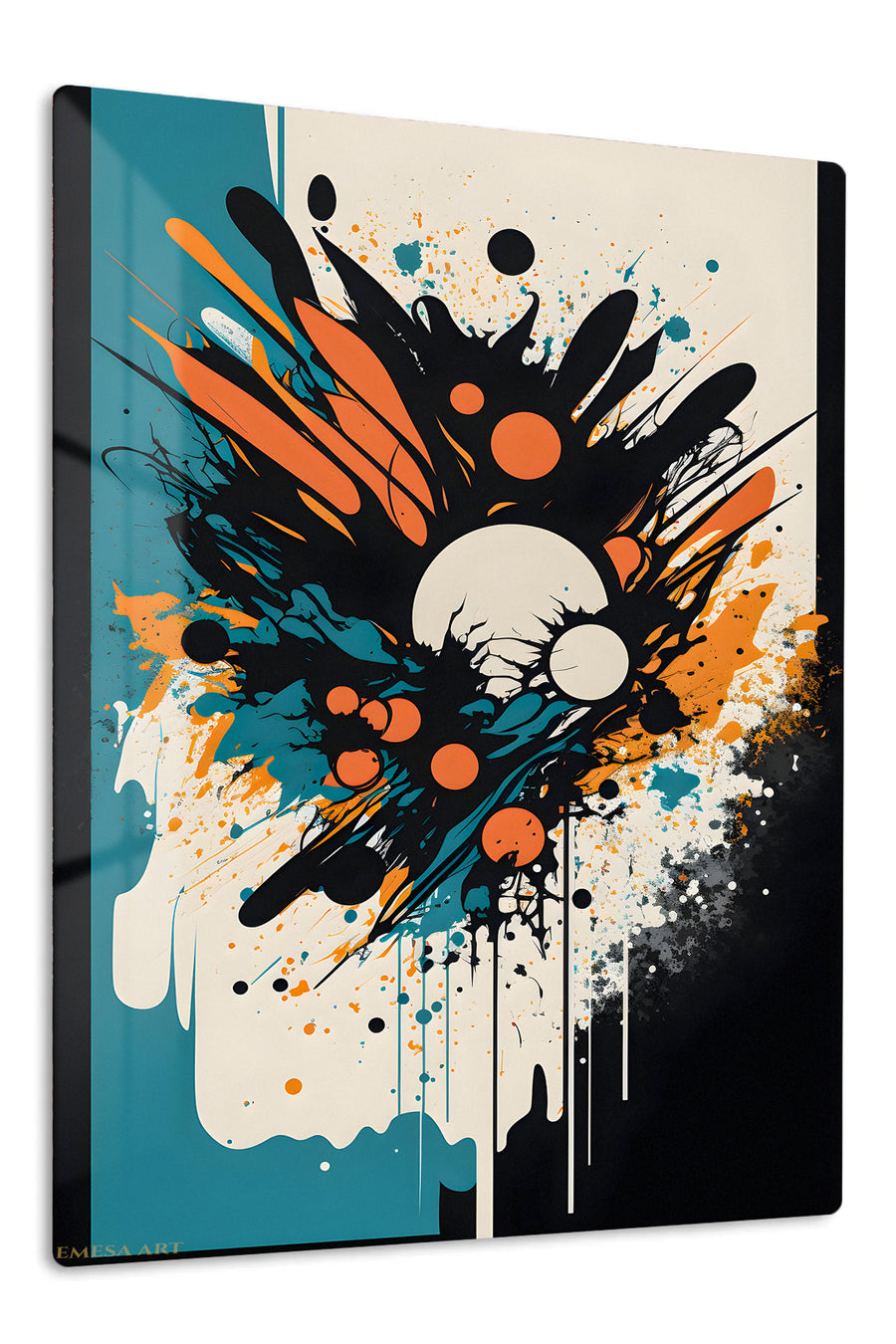 Chromatic Grid Echoes premium metal wall art – front view