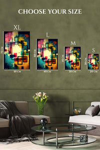 EMESA metal wall art size comparison guide for Chromatic Grid Echoes