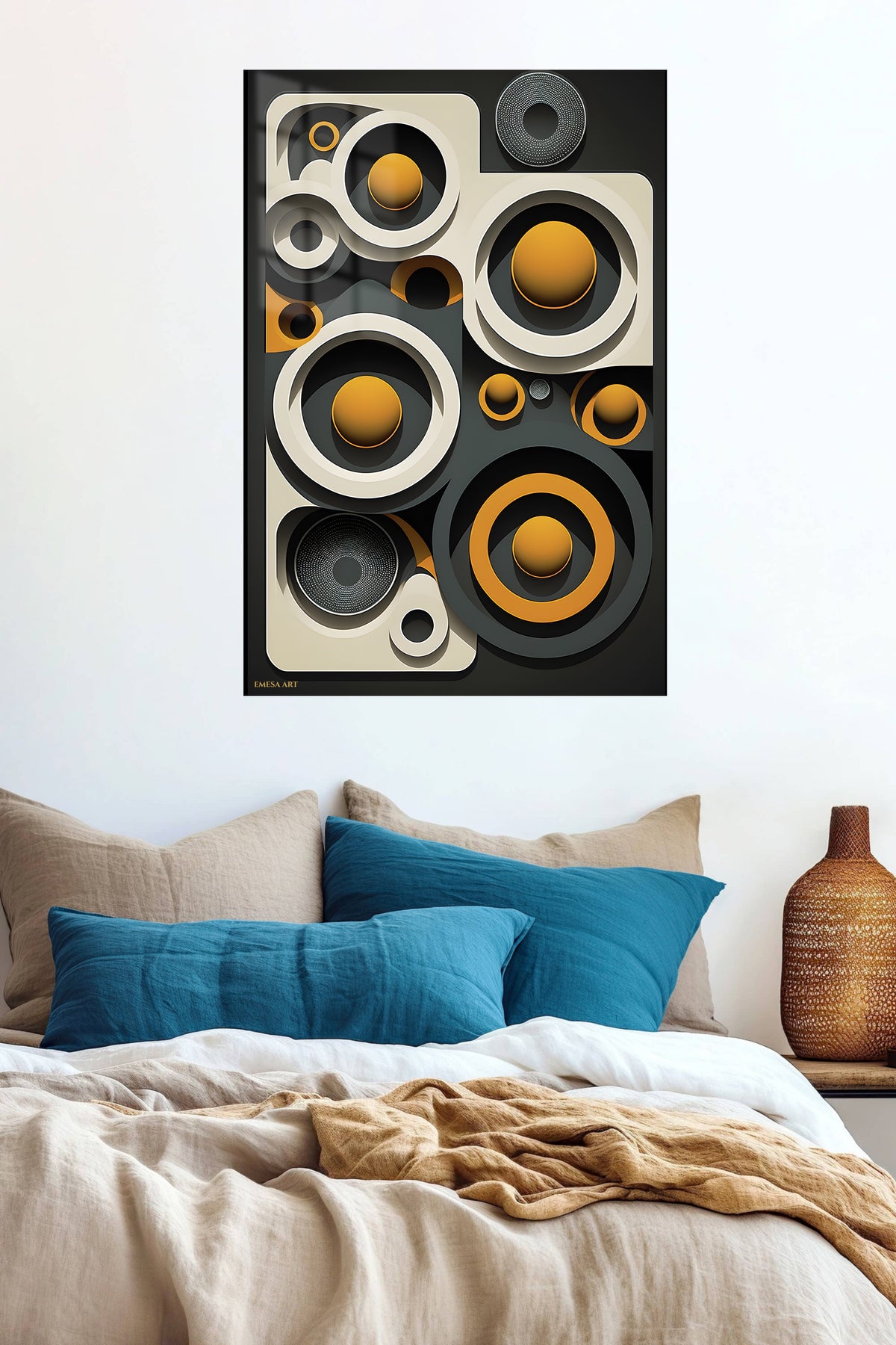 Crimson Liquid Rift metal wall art displayed in a contemporary living space