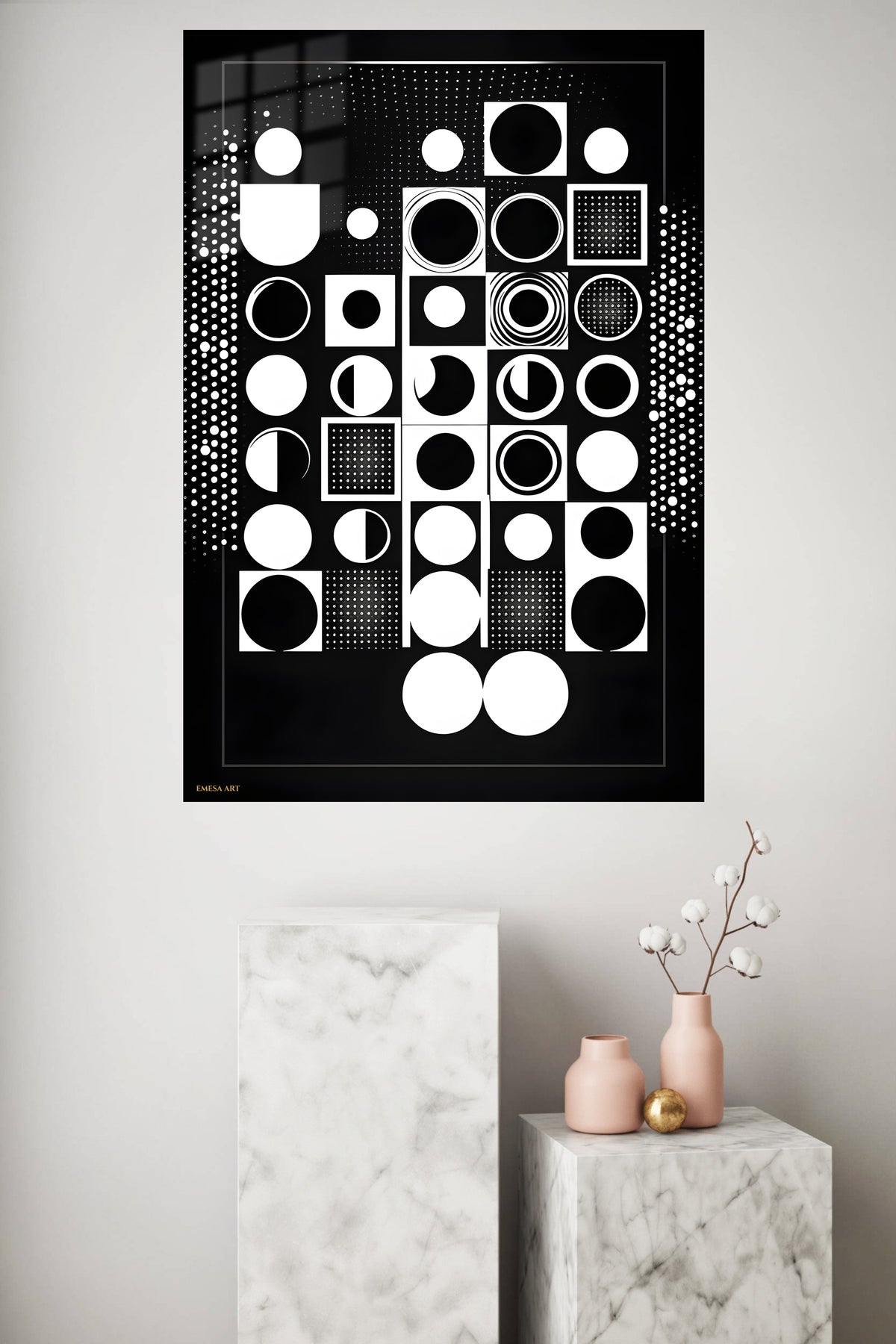 Amber Current Abstract metal wall art displayed in a modern interior