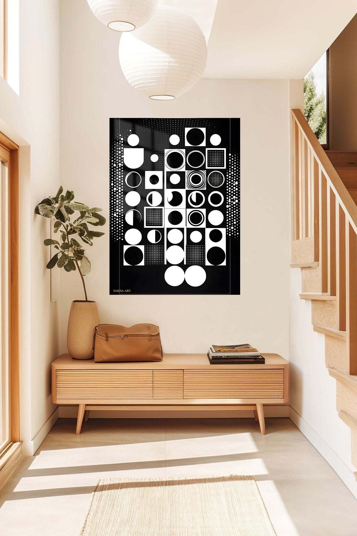 Amber Current Abstract metal wall art displayed in a contemporary living space