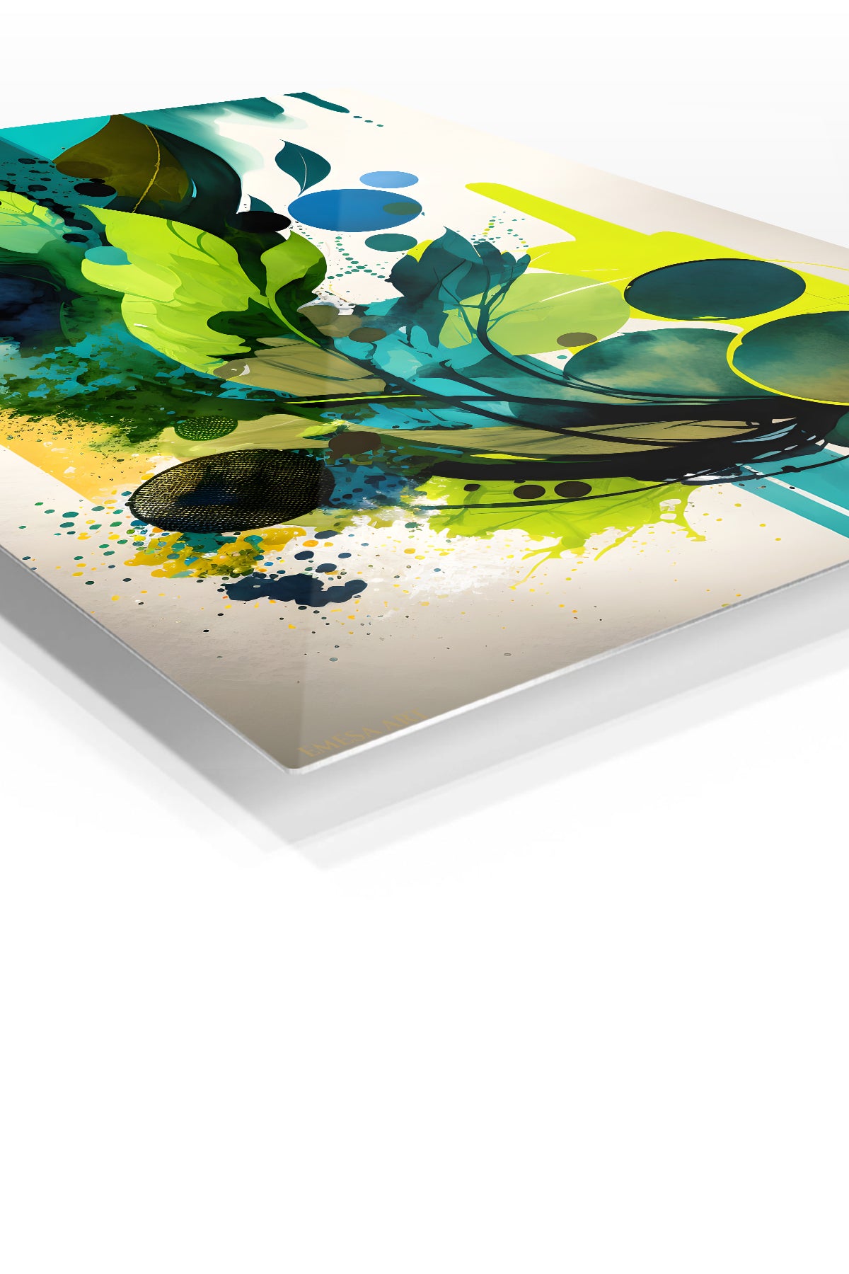 Emberlit Floating Cubes premium metal wall art – angled view