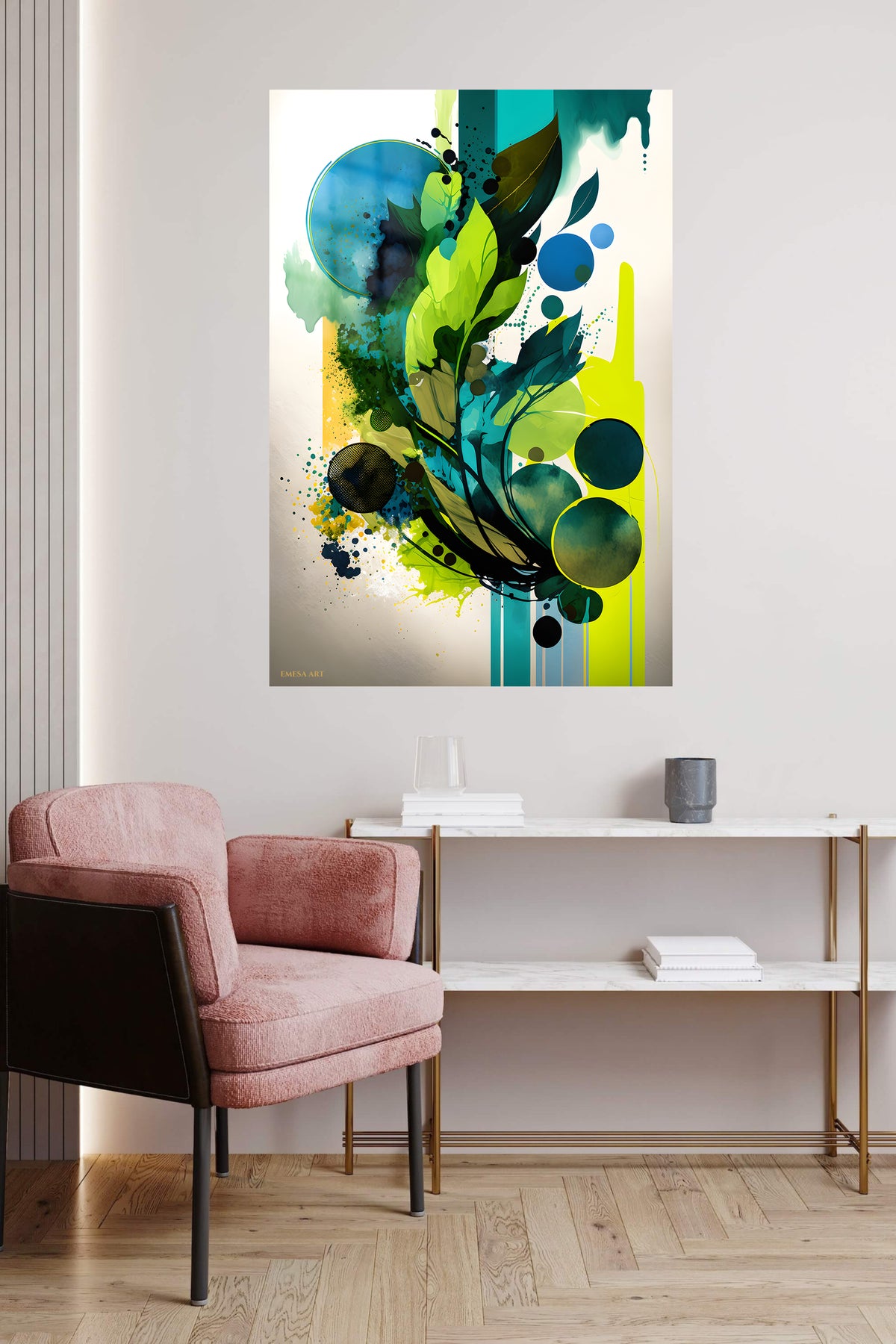 Emberlit Floating Cubes metal wall art displayed in a contemporary living space