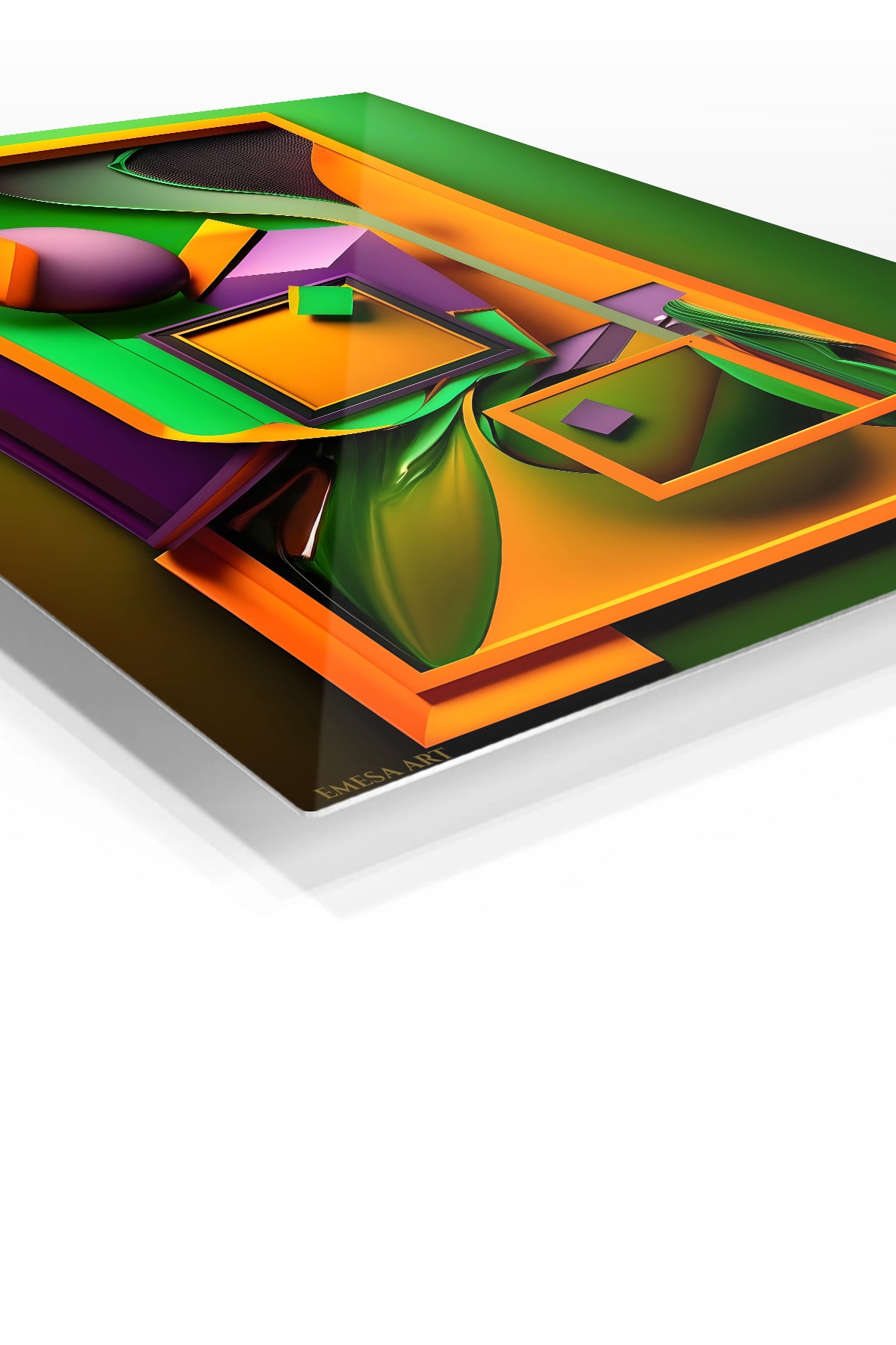 Three Figures in Color premium metal wall art – angled view