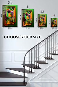 EMESA metal wall art size comparison guide for Three Figures in Color