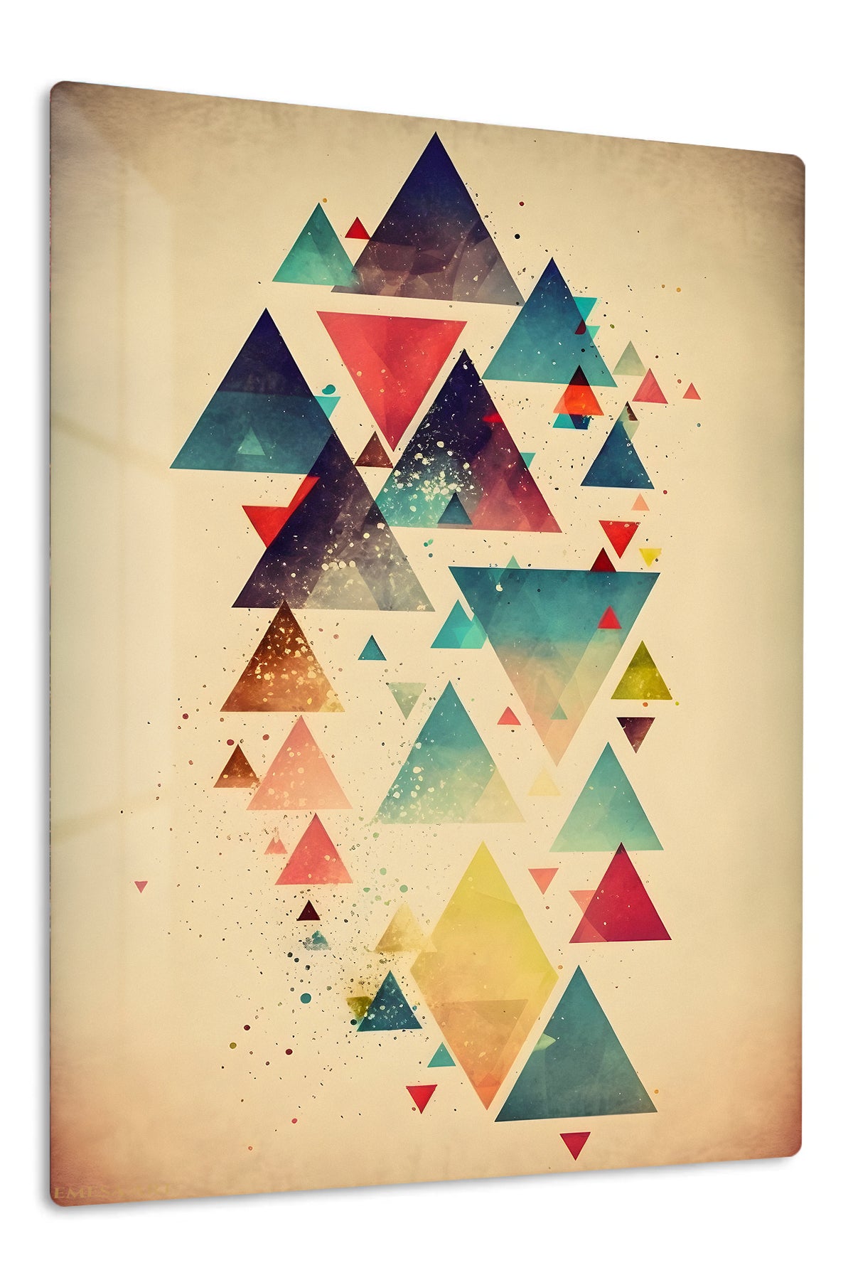 Teal and Gold Fractured Layers premium metal wall art – front view