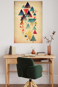 Teal and Gold Fractured Layers metal wall art displayed in a contemporary living space