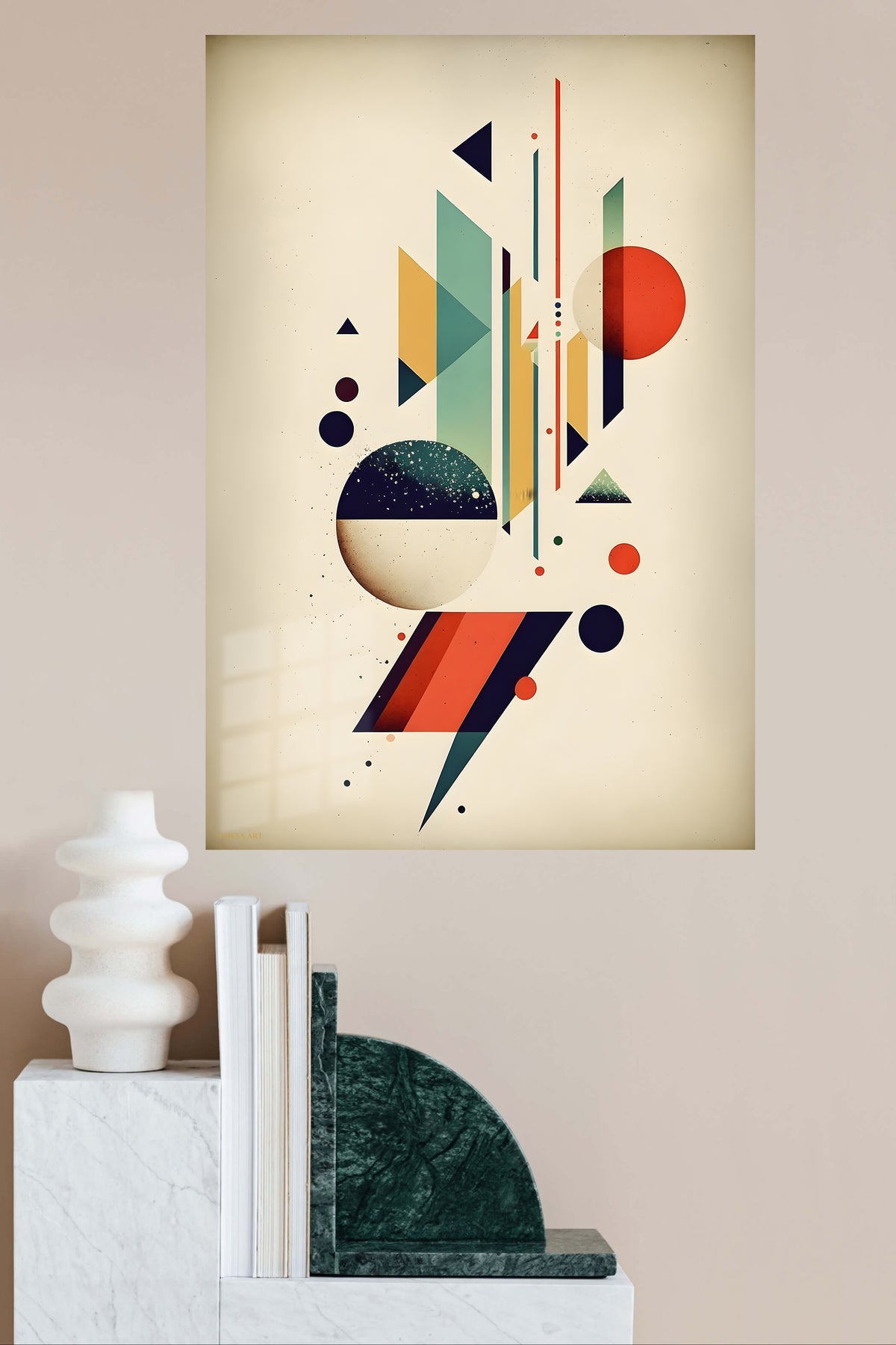 Orbiting Color Forms metal wall art displayed in a modern interior