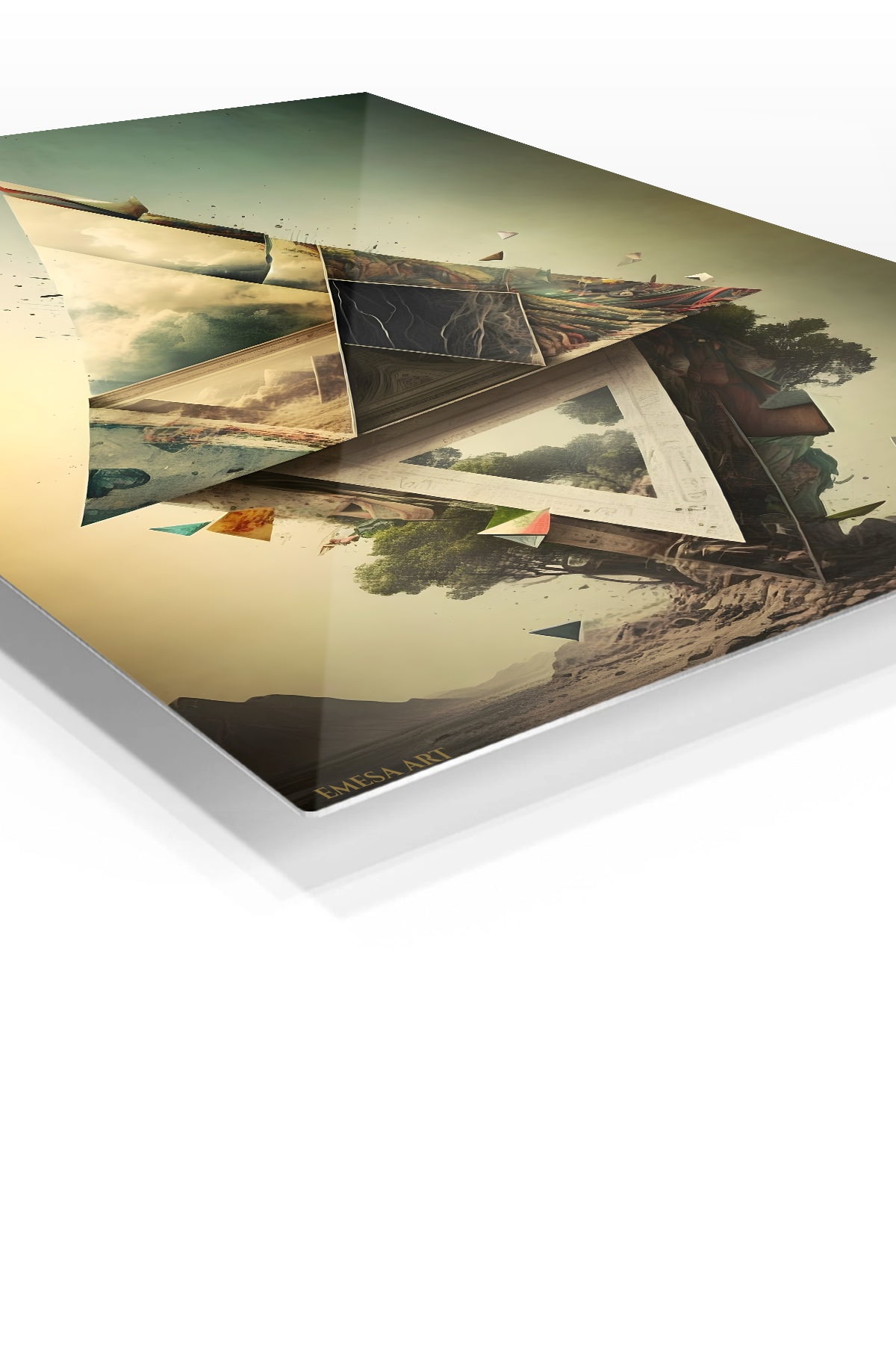 Orbiting Color Vortex premium metal wall art – angled view