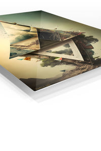 Orbiting Color Vortex premium metal wall art – angled view