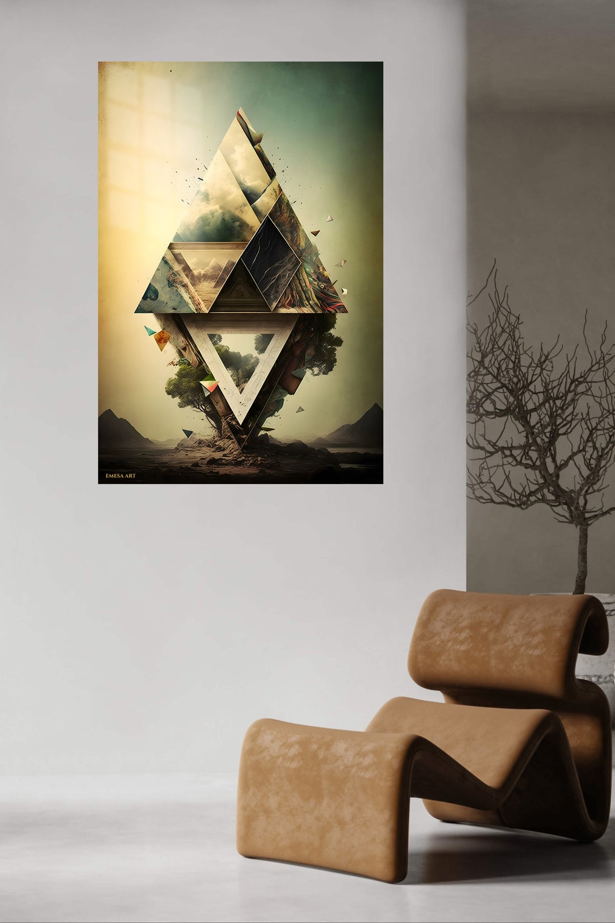 Orbiting Color Vortex metal wall art displayed in a contemporary living space