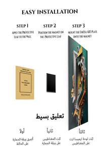 Magnetic mounting installation guide for Teal and Gold Cascade metal wall art
