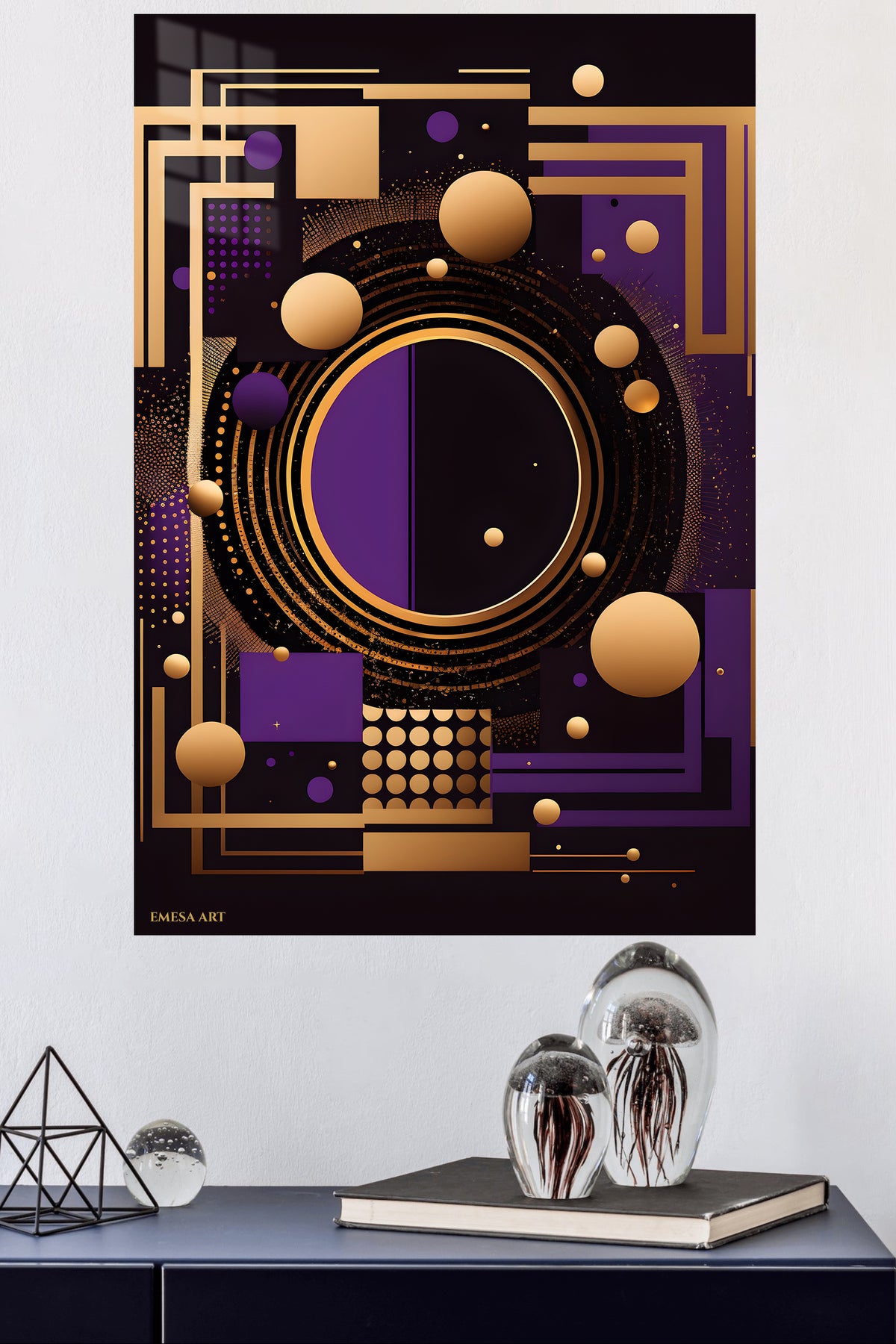 Crimson Rift metal wall art displayed in a modern interior