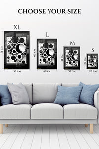 EMESA metal wall art size comparison guide for Layered Spectrum Geometry