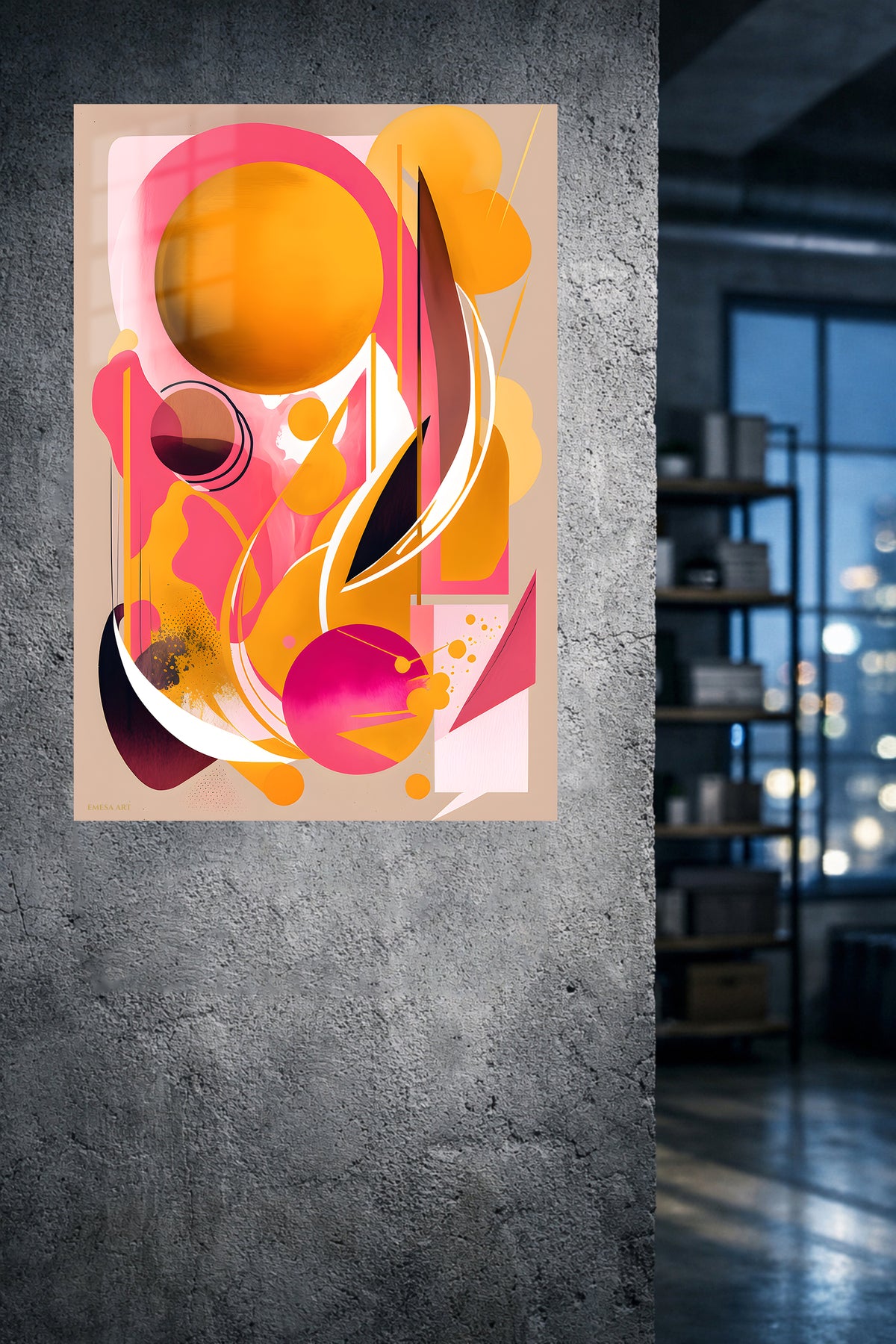 Solar Orbit Fusion metal wall art displayed in a modern interior