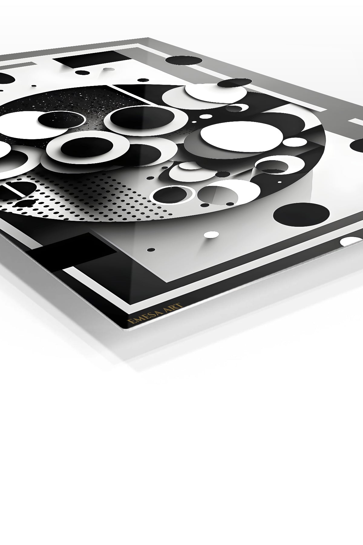 Amber Axis premium metal wall art – angled view