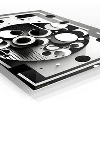 Amber Axis premium metal wall art – angled view