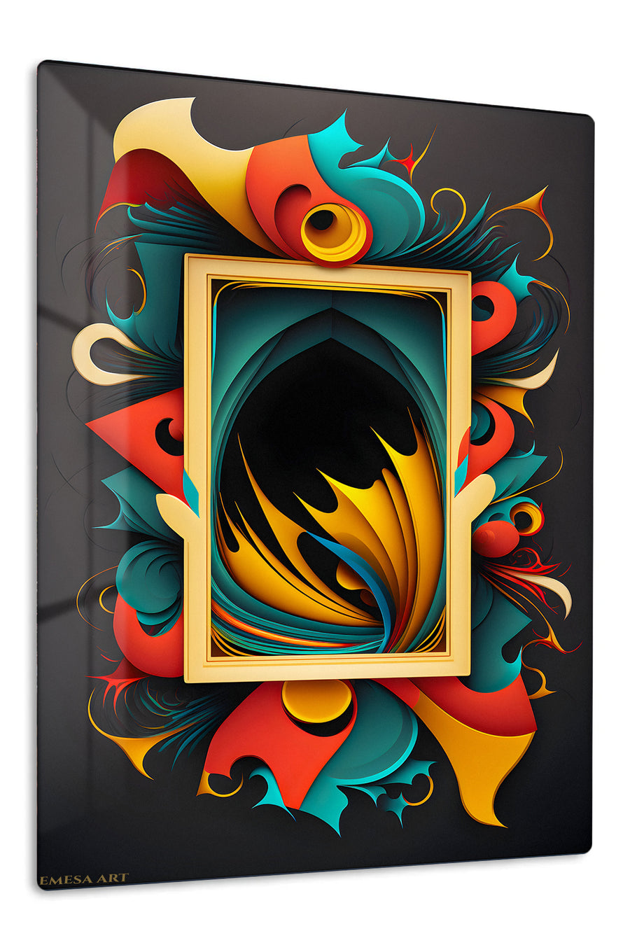 Rhythmic Geometric Orbits premium metal wall art – front view